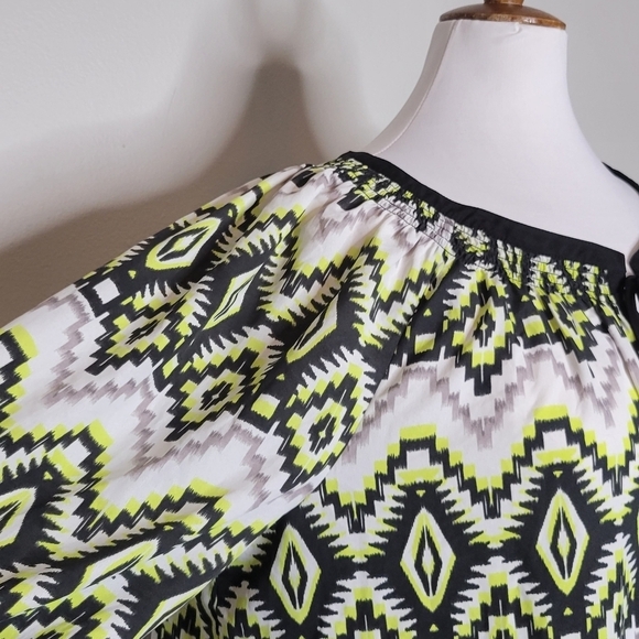 Daniel Rainn Womens 2x Tribal Geometric Print Peasant Tunic Top Blouse - Picture 6 of 9